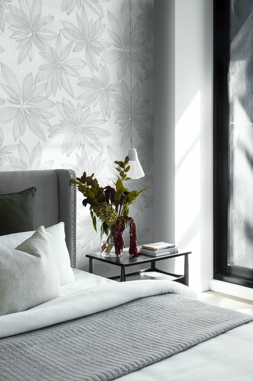 Vinyl Foam wallpaper on non-woven base Vinil Aturina  DHS-1476/1 White 10,05 x 1,06 m