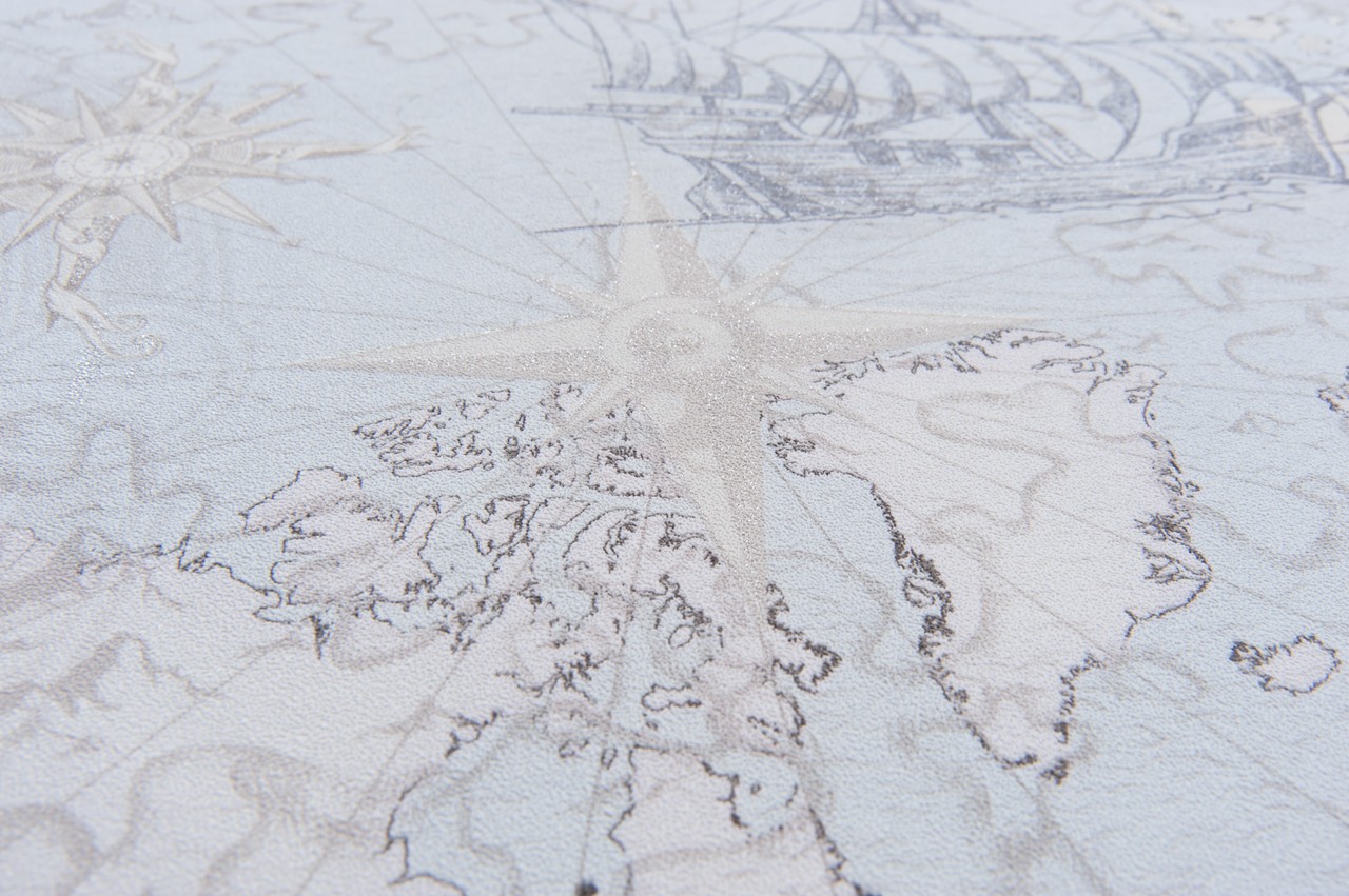 Hot Embossed wallpaper on Non-Woven Base Vinil Odyssey SHT 5-1539 Blue-Beige 10,05 x 1,06 m