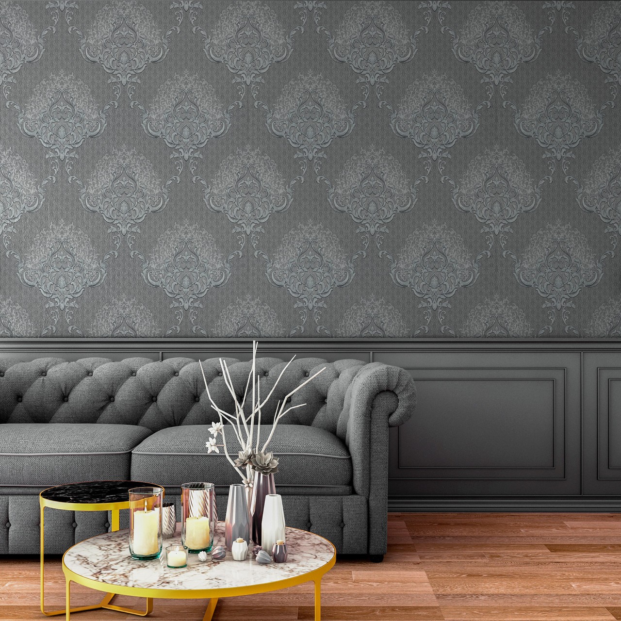 Vinyl Foam wallpaper on non-woven base Vinil Damir DHV-1486/4 Gray-Brown 10,05 x 1,06 m