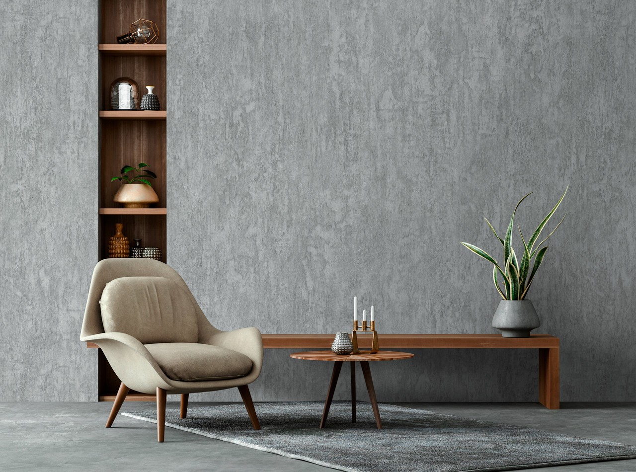 Hot Embossed wallpaper on Non-Woven Base Vinil Concrete SHT 6-1563 Dark Gray 10,05 x 1,06 m
