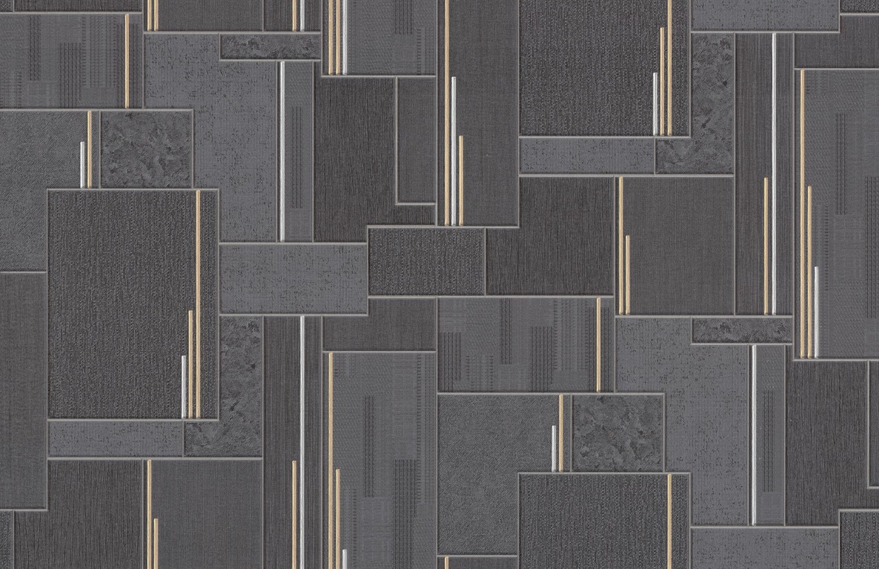 Hot Embossed wallpaper on Non-Woven Base Vinil Patchwork TFSH 6-1434 Dark Gray 10,05 x 1,06 m