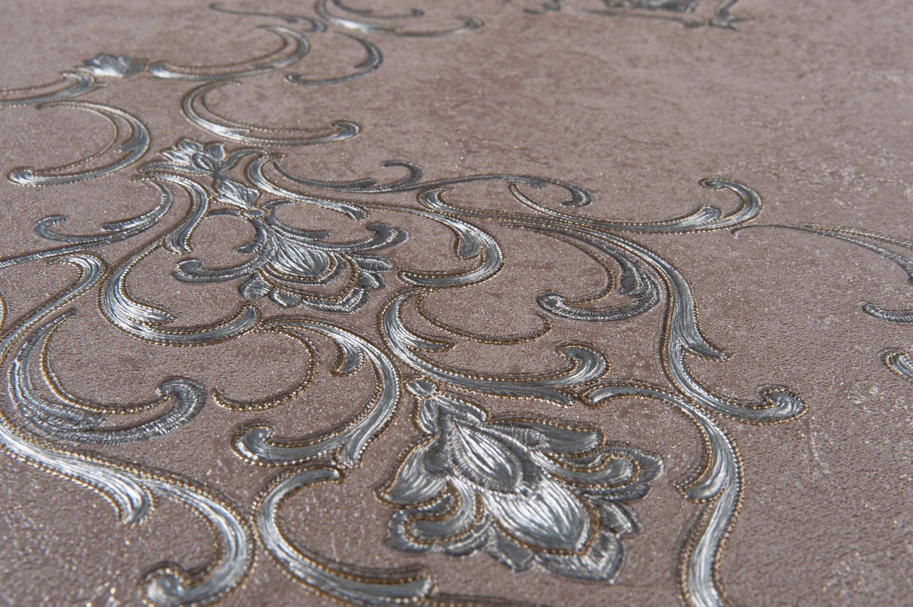 Hot Embossed wallpaper on Non-Woven Base Vinil Persia PVIP 7-0874 Silver-Brown 10,05 x 1,06 m