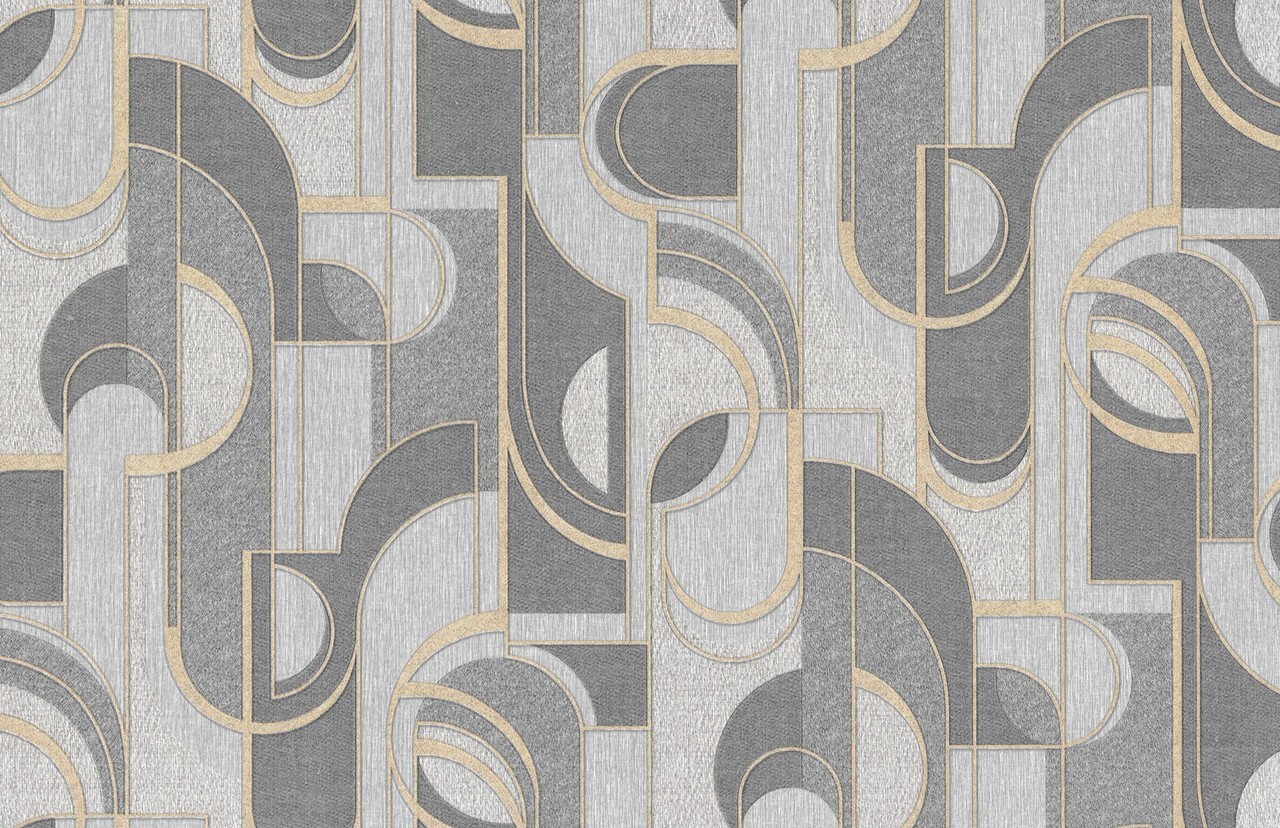 Hot Embossed wallpaper on Non-Woven Base Vinil Lion TFSH 5-1432 Gray-Black 10,05 x 1,06 m