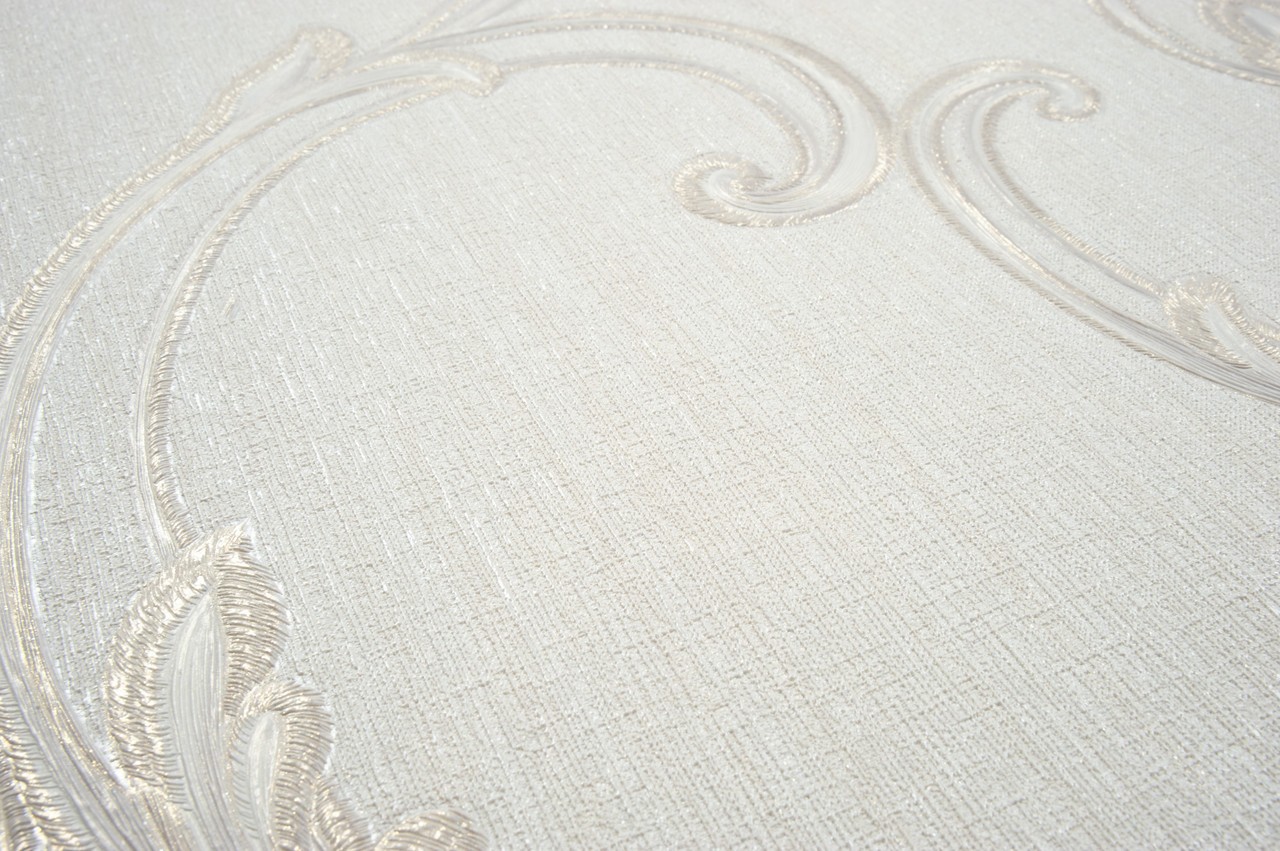 Hot Embossed wallpaper on Non-Woven Base Vinil Vensan PVIP 2-1571 White 10,05 x 1,06 m
