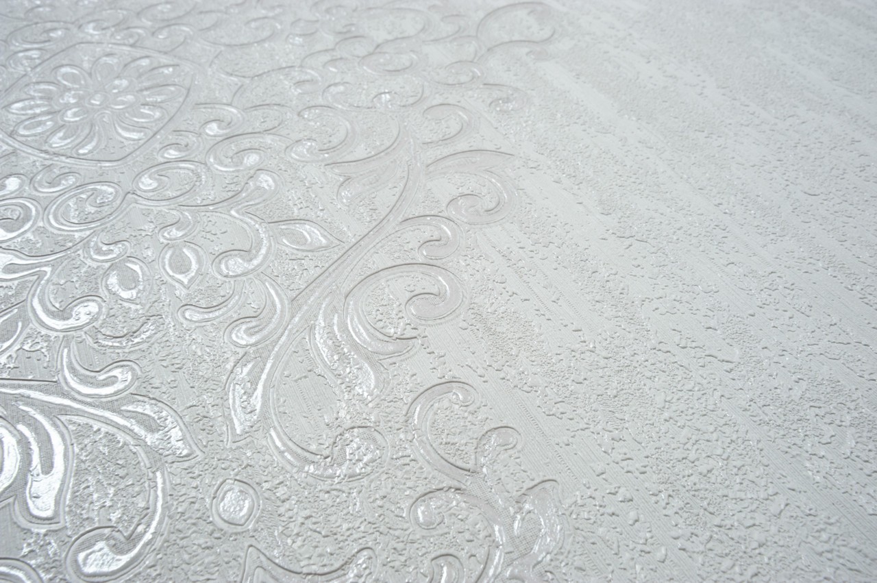 Hot Embossed wallpaper on Non-Woven Base Vinil Irene TFSH 1-1436 Gray-White 10,05 x 1,06 m