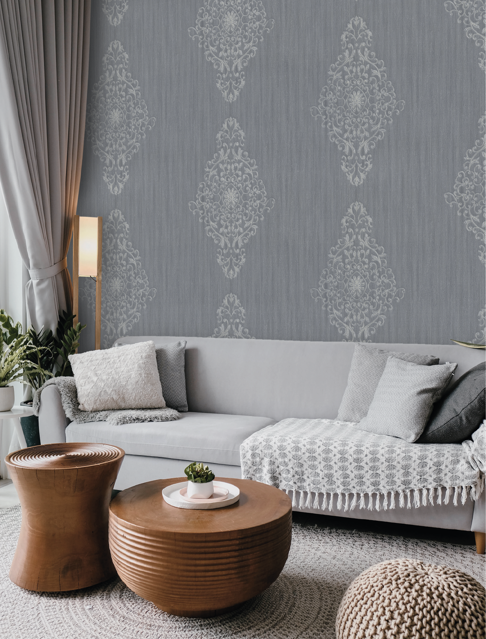 Hot Embossed wallpaper on Non-Woven Base Vinil Irene TFSH 2-1436 White 10,05 x 1,06 m