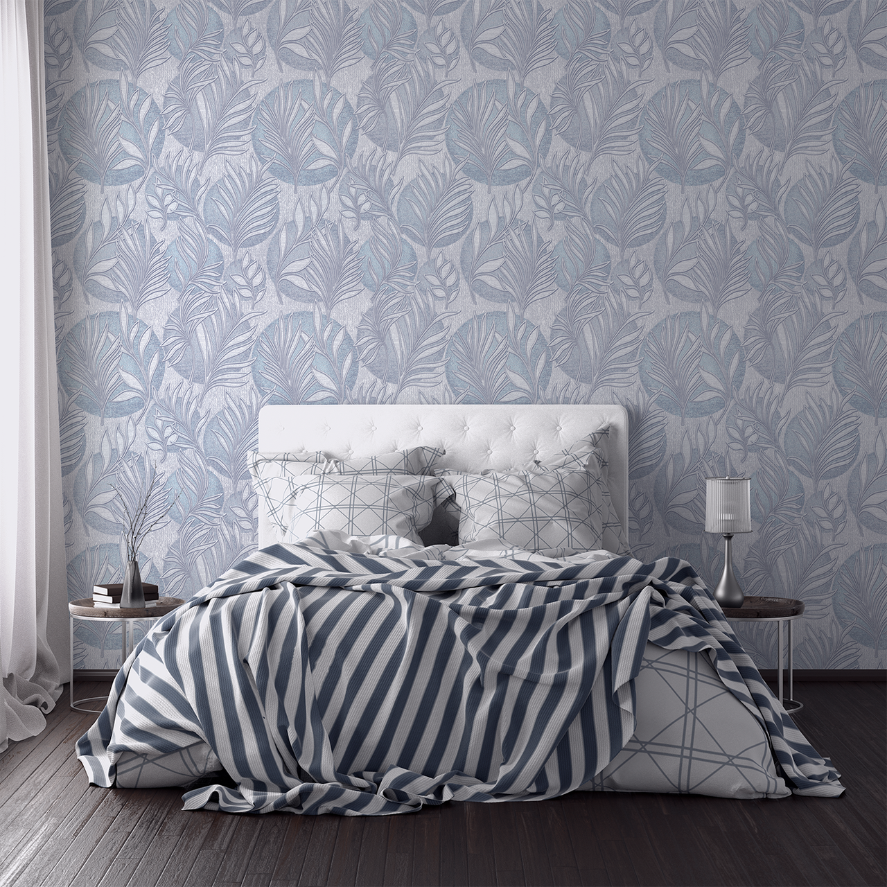 Vinyl Foam wallpaper on non-woven base Vinil Fern DHV-1591/1 Light-Gray 10,05 x 1,06 m