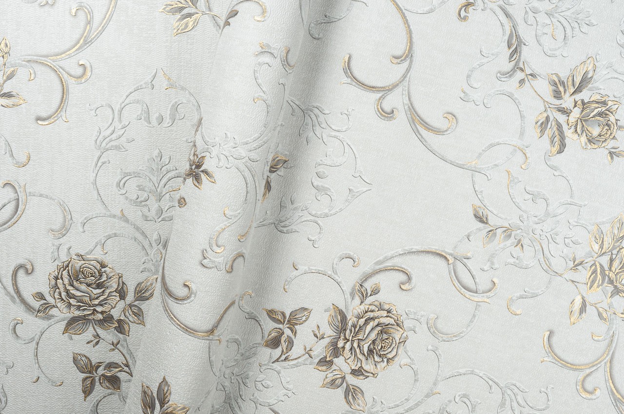 Vinyl Foam wallpaper on non-woven base Vinil Donna KFS 3-1528 Light-Gray 10,05 x 0,53 m
