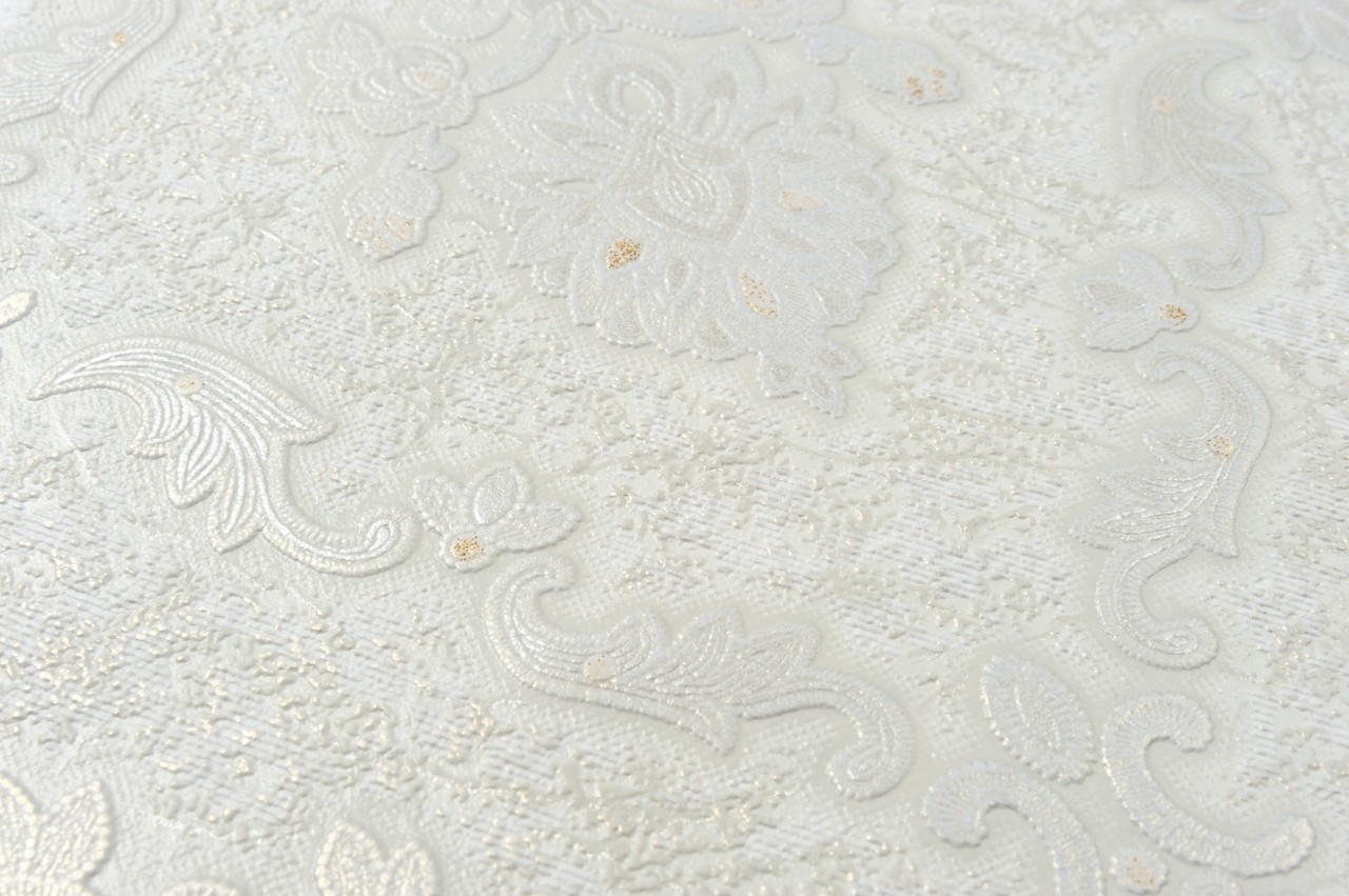 Vinyl Foam wallpaper on non-woven base Vinil Klein KFS 1-1525 White-Golden-Pearl 10,05 x 0,53 m