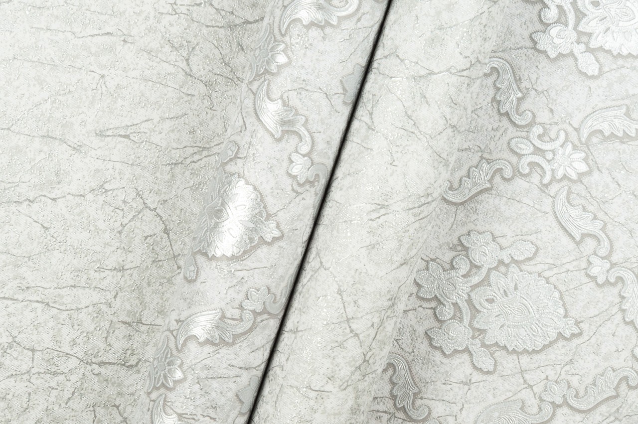 Vinyl Foam wallpaper on non-woven base Vinil Klein KFS 4-1525 Light-Gray-Silver 10,05 x 0,53 m