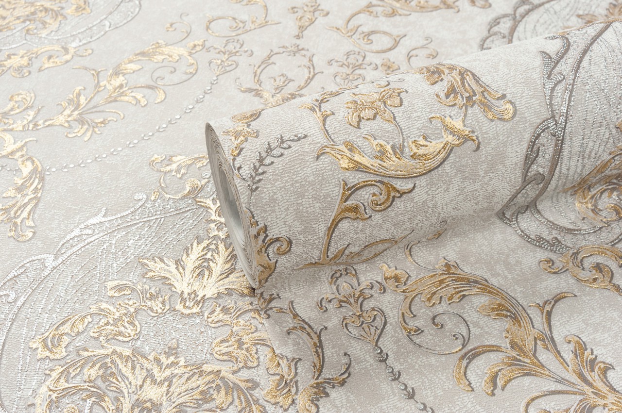 Vinyl Foam wallpaper on non-woven base Vinil Malena KFV 2-1629 Gray-Brown 10,05 x 0,53 m