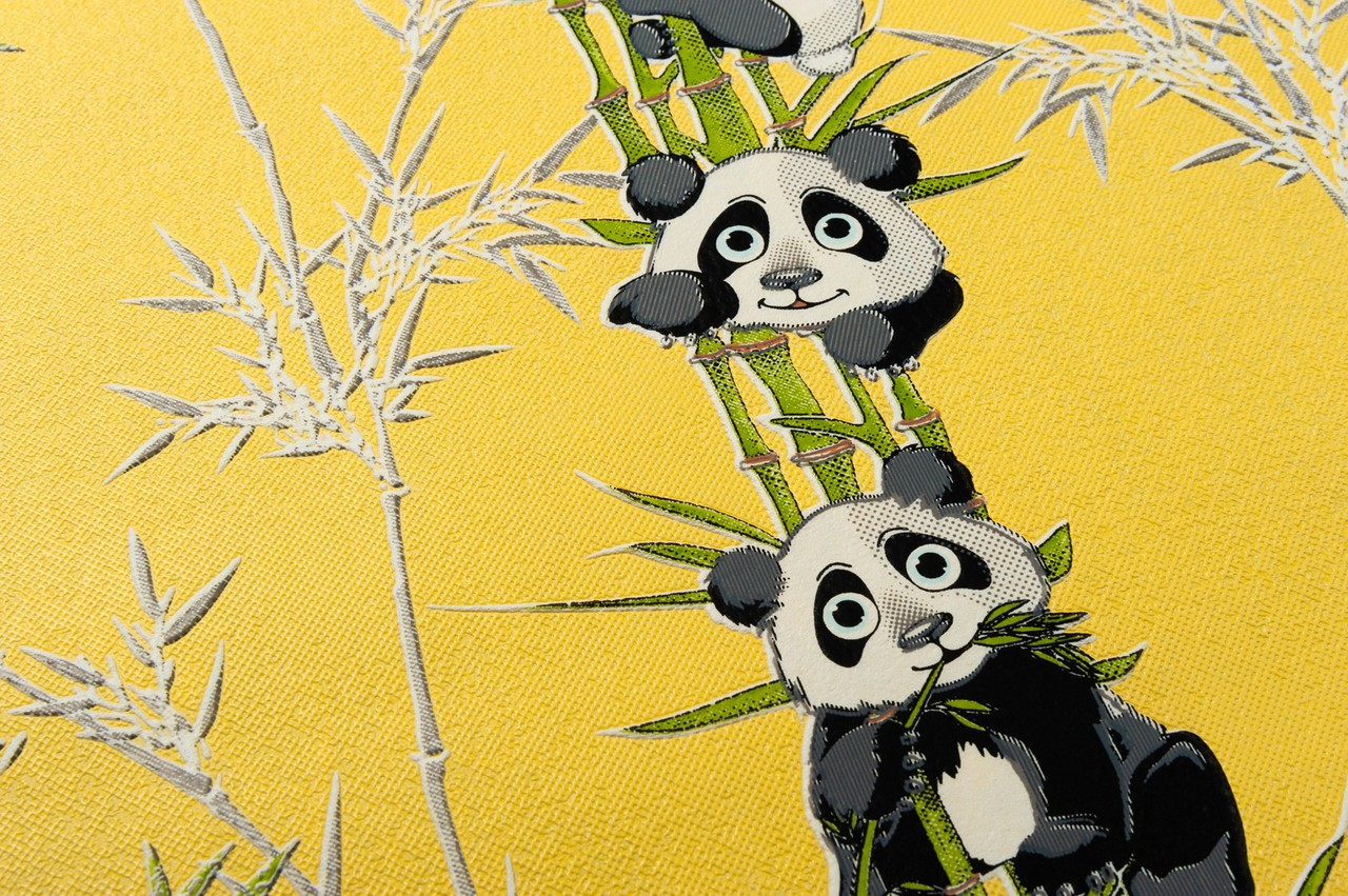 Vinyl Foam wallpaper on non-woven base Vinil Pandas KFP 4-1517 Yellow 10,05 x 0,53 m