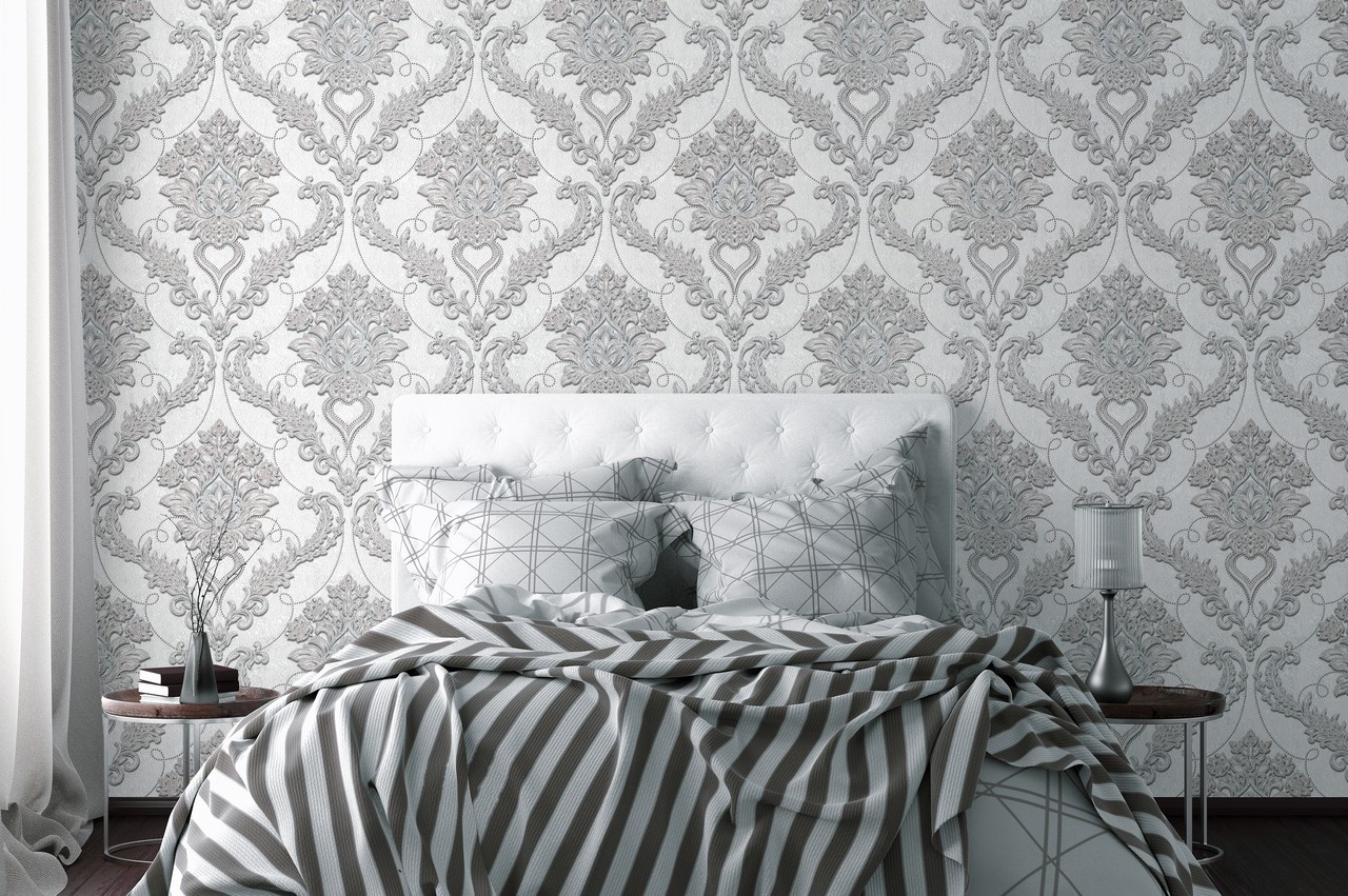 Vinyl Foam wallpaper on non-woven base Vinil Avery DHV-1593/2 White 10,05 x 1,06 m