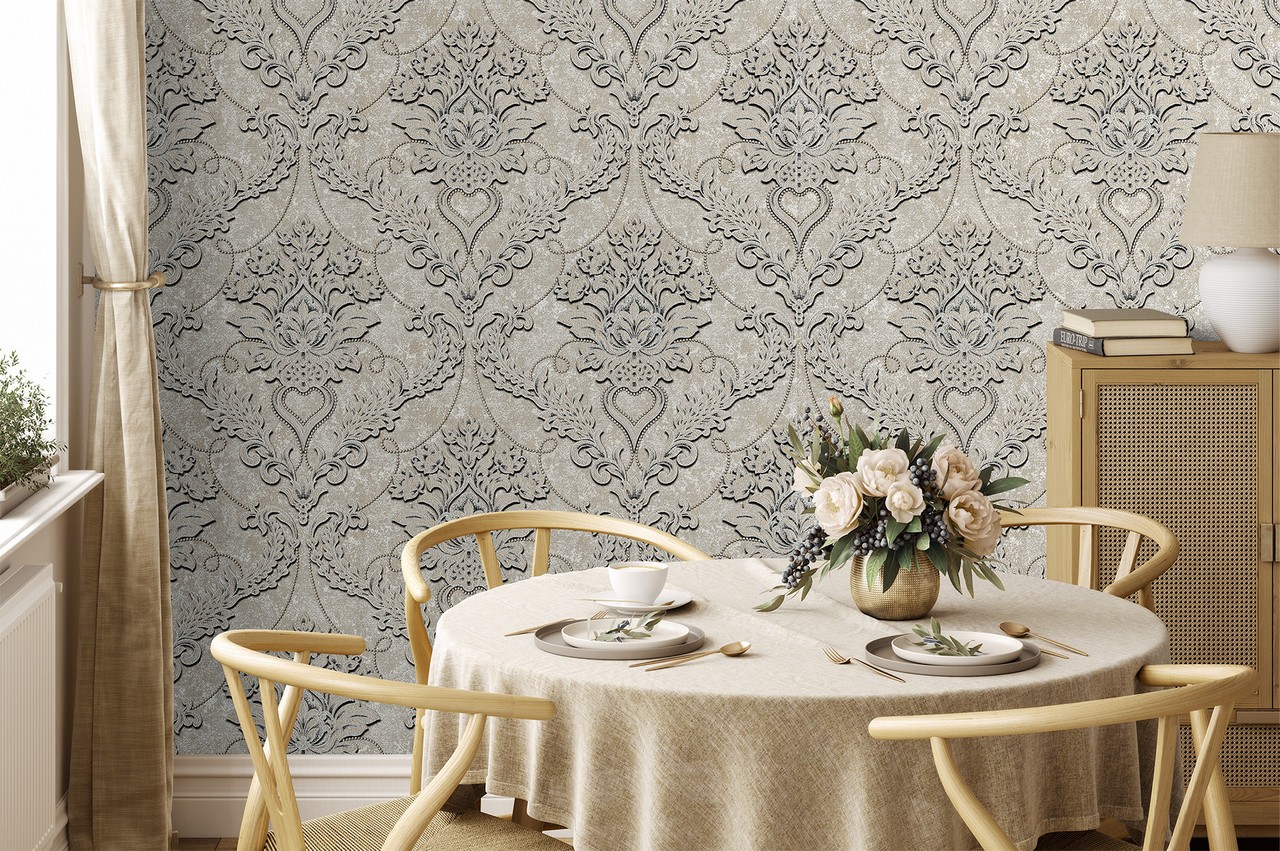 Vinyl Foam wallpaper on non-woven base Vinil Avery DHV-1593/4 Olive 10,05 x 1,06 m
