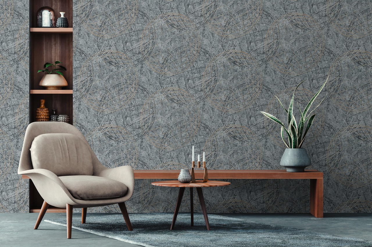 Vinyl Foam wallpaper on non-woven base Vinil Sphere  DHS-1584/5 Black 10,05 x 1,06 m