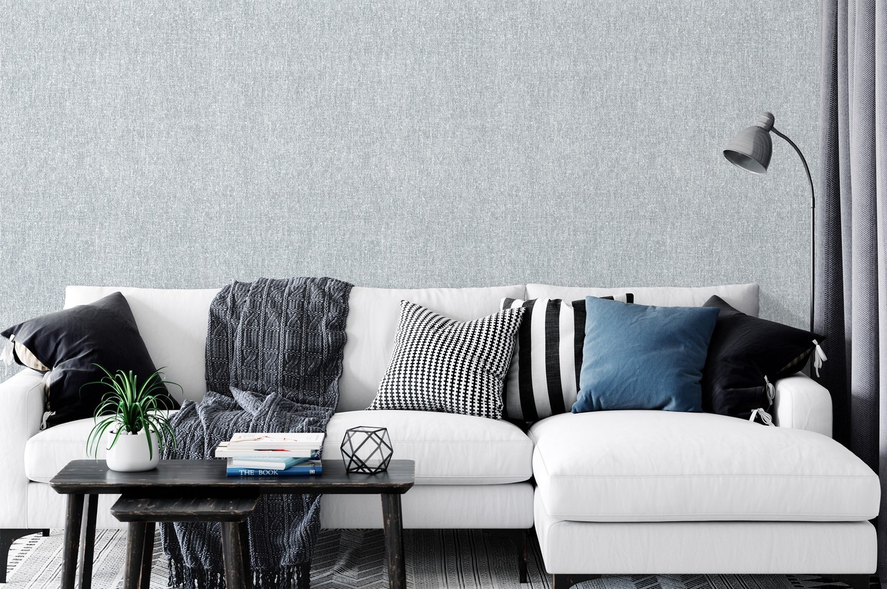 Hot Embossed wallpaper on Non-Woven Base Vinil Jute SHT 5-1555 Gray Blue 10,05 x 1,06 m
