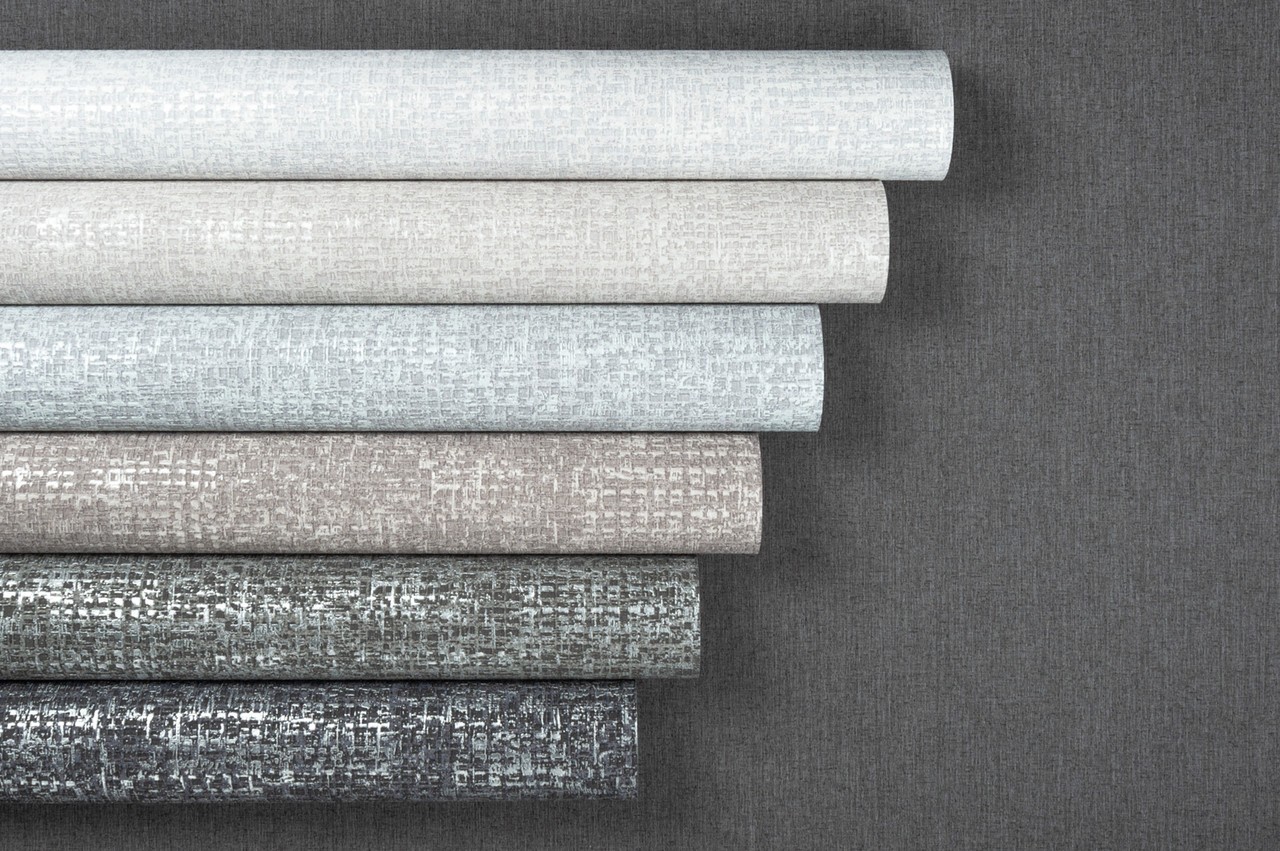 Hot Embossed wallpaper on Non-Woven Base Vinil Ostin TFSH 5-1437 Gray-Black 10,05 x 1,06 m