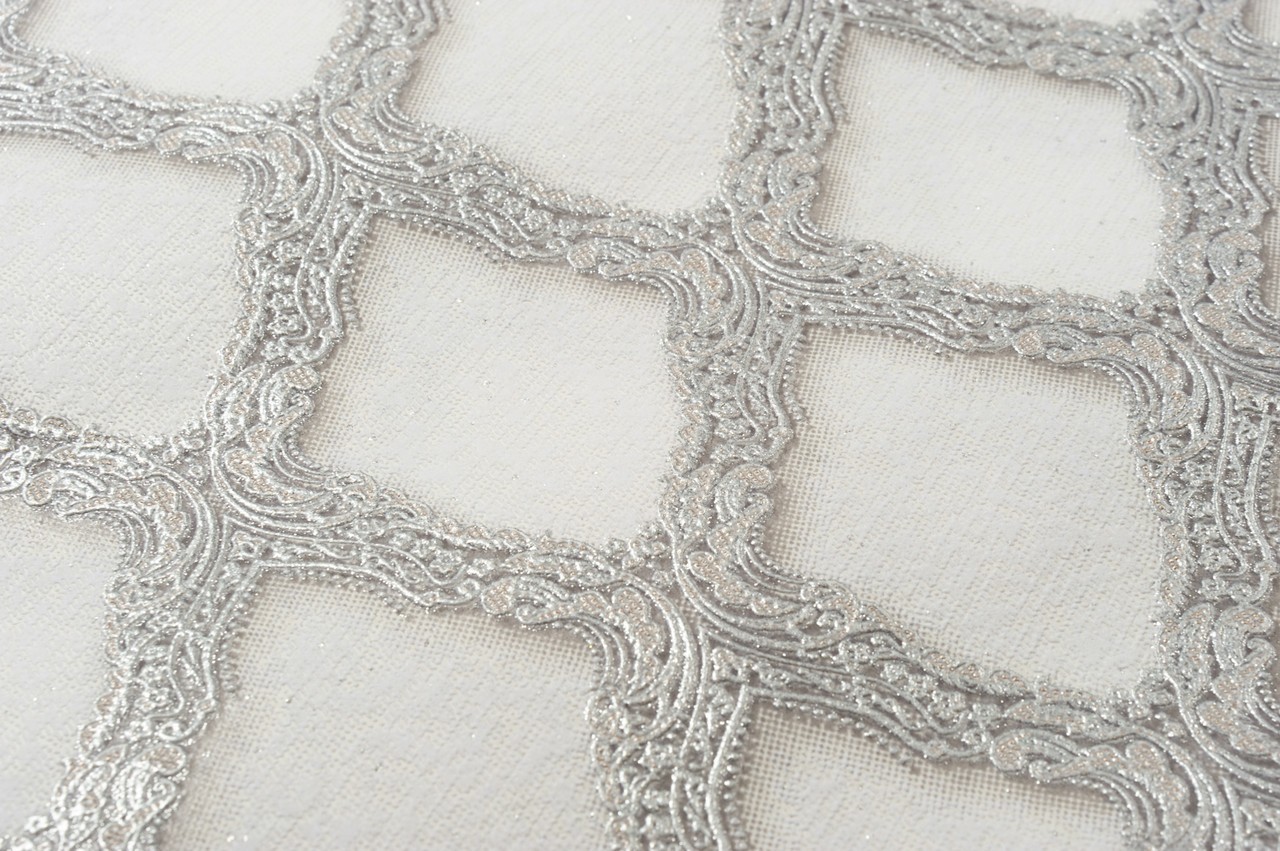 Vinyl Foam wallpaper on non-woven base Vinil CHARLOTTE DHV-1197/3 Light-Silver 10,05 x 1,06 m