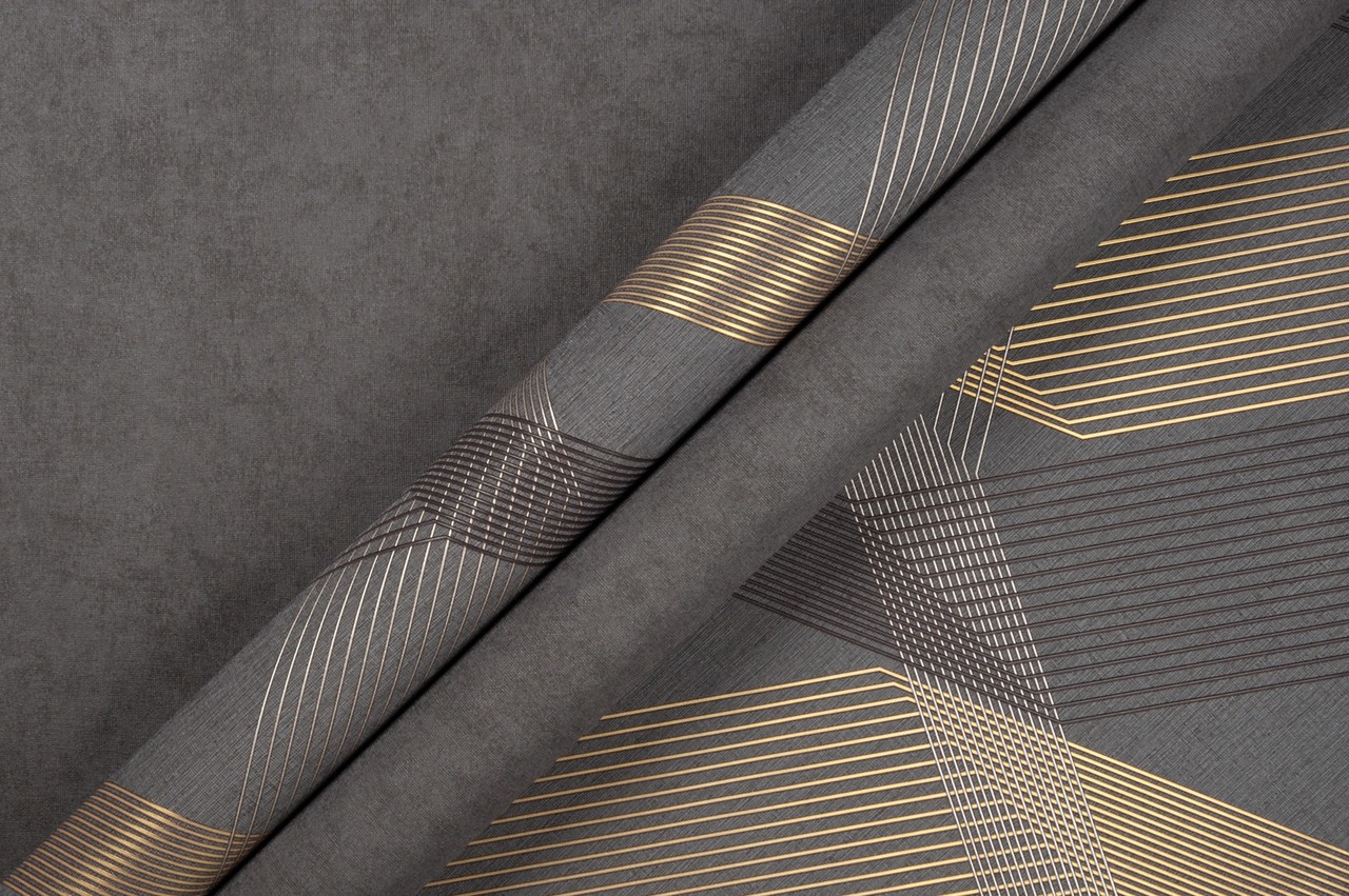 Hot Embossed wallpaper on Non-Woven Base Vinil Fringe SHT 6-1469 Gray-Black 10,05 x 1,06 m