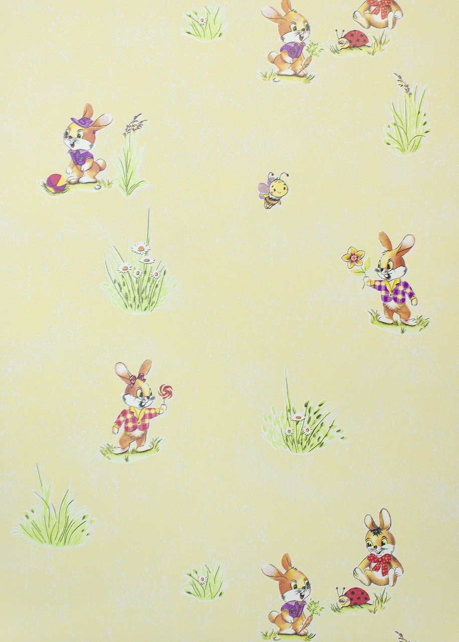 Vinyl Foam wallpaper on paper backing Vinil Bunnies WKS 2-1337 Yellow 10,05 x 0,53 m