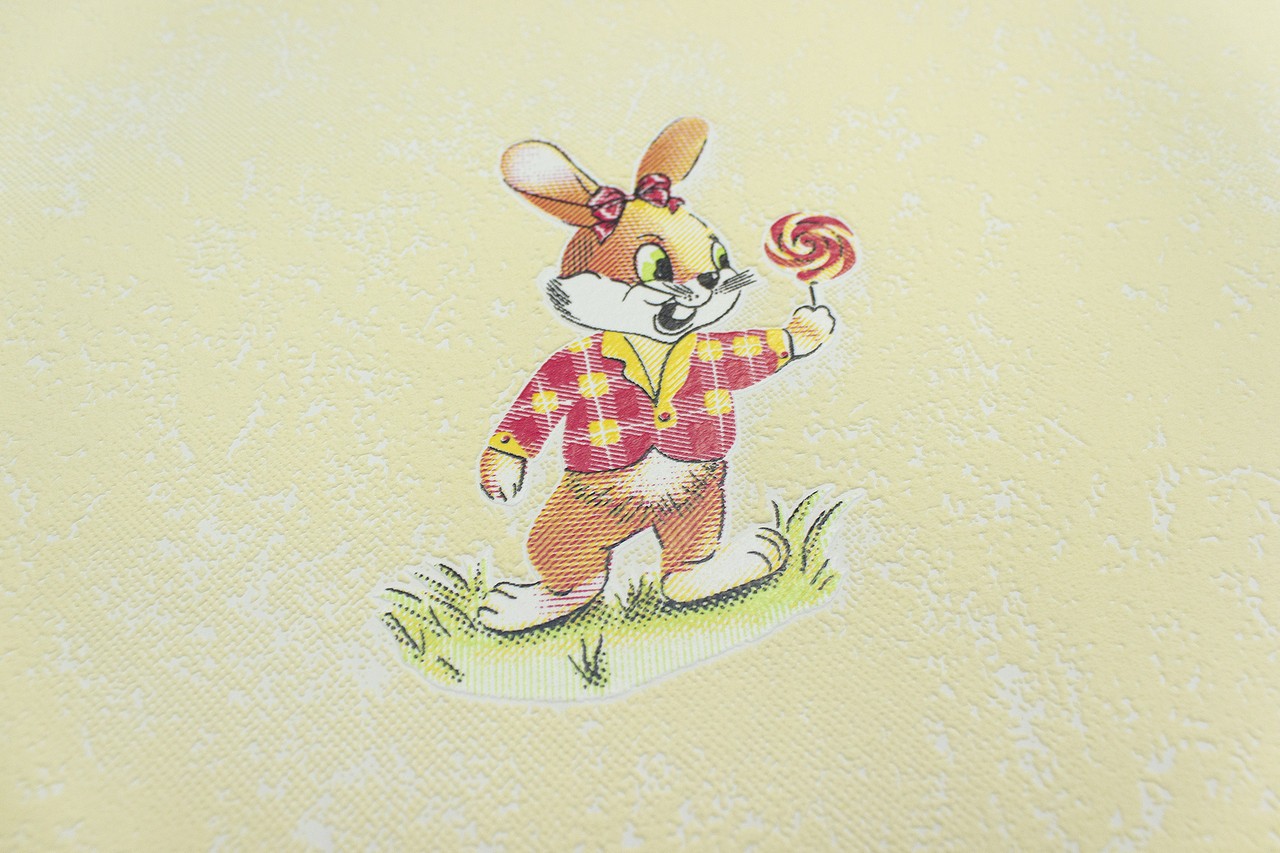 Vinyl Foam wallpaper on paper backing Vinil Bunnies WKS 2-1337 Yellow 10,05 x 0,53 m