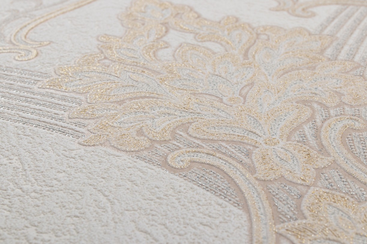 Vinyl Foam wallpaper on non-woven base Vinil ARABELLA DHV-1482/1 White 10,05 x 1,06 m