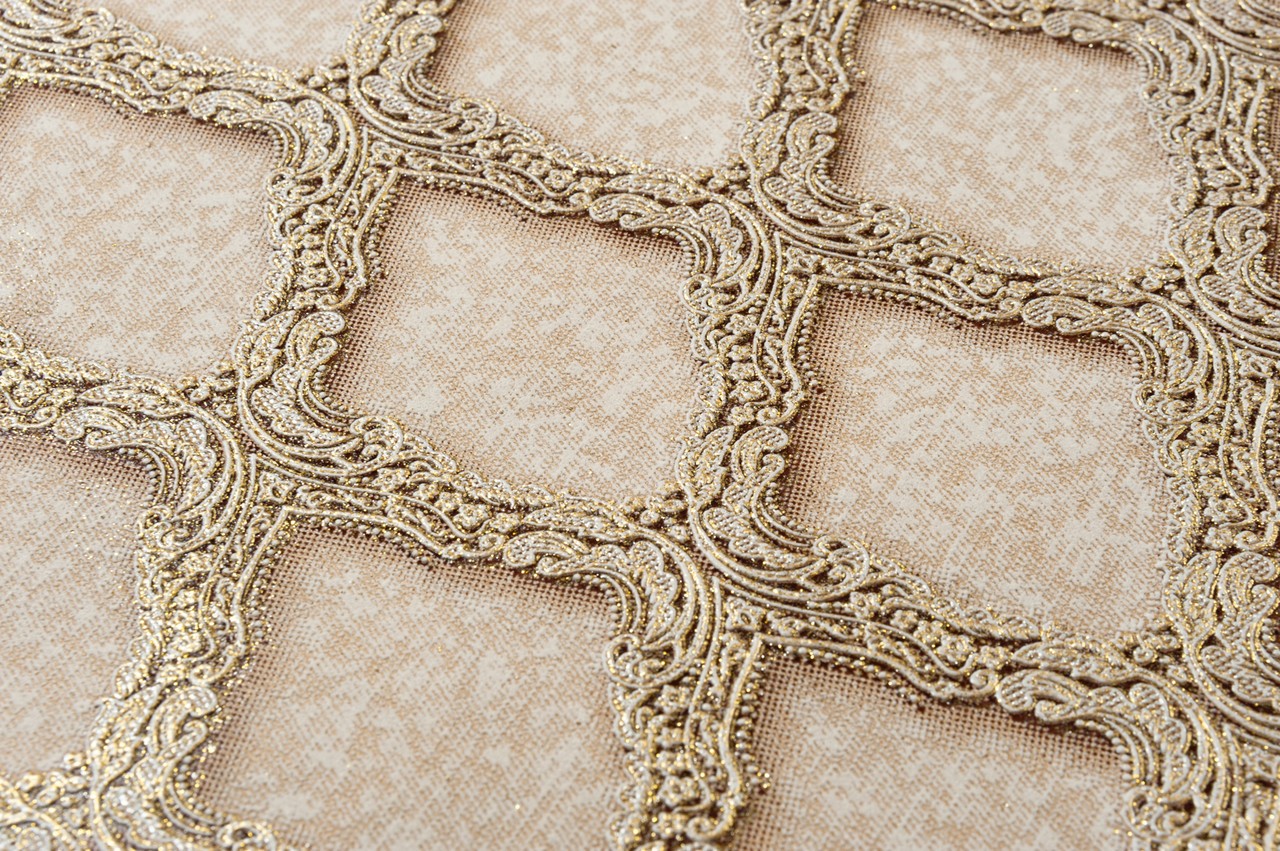 Vinyl Foam wallpaper on non-woven base Vinil CHARLOTTE KFV 1-1622 Beige-Golden-Silver 10,05 x 0,53