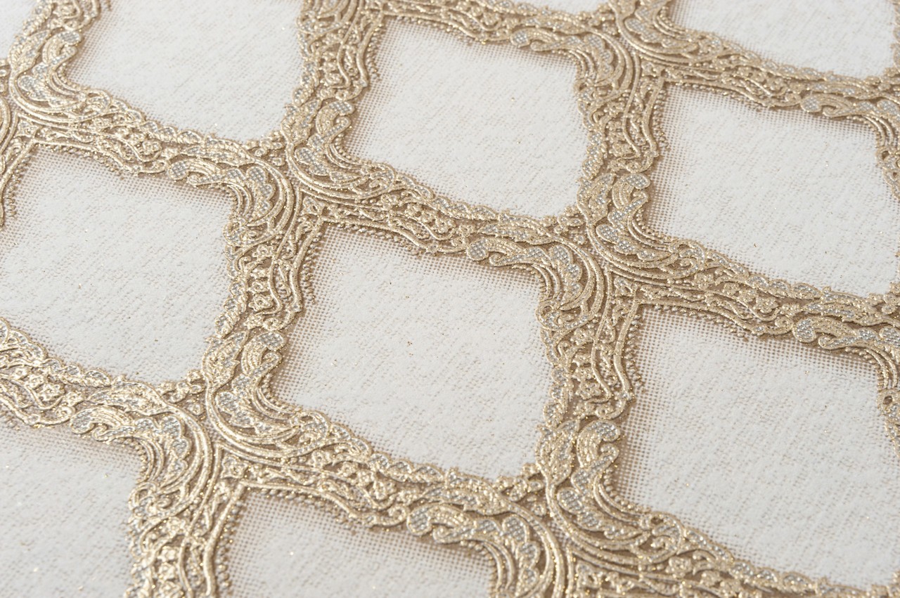 Vinyl Foam wallpaper on non-woven base Vinil CHARLOTTE KFV 2-1622 Pearl-Golden-Silver 10,05 x 0,53