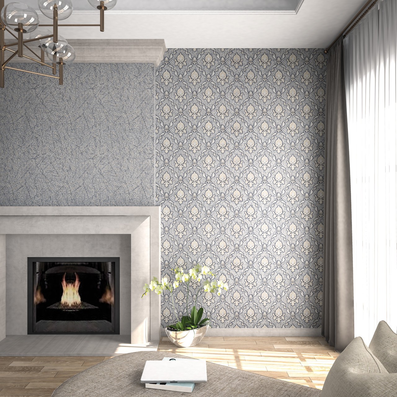 Vinyl Foam wallpaper on non-woven base Vinil Klein KFS 2-1524 Golden Sand 10,05 x 0,53 m