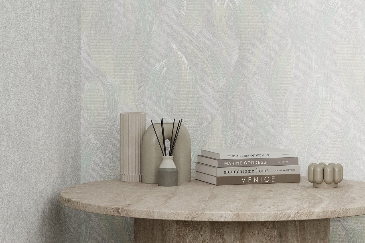 Vinyl Foam wallpaper on non-woven base Vinil Aqua DHN-1642/4 Gray-Green 10,05 x 1,06 m