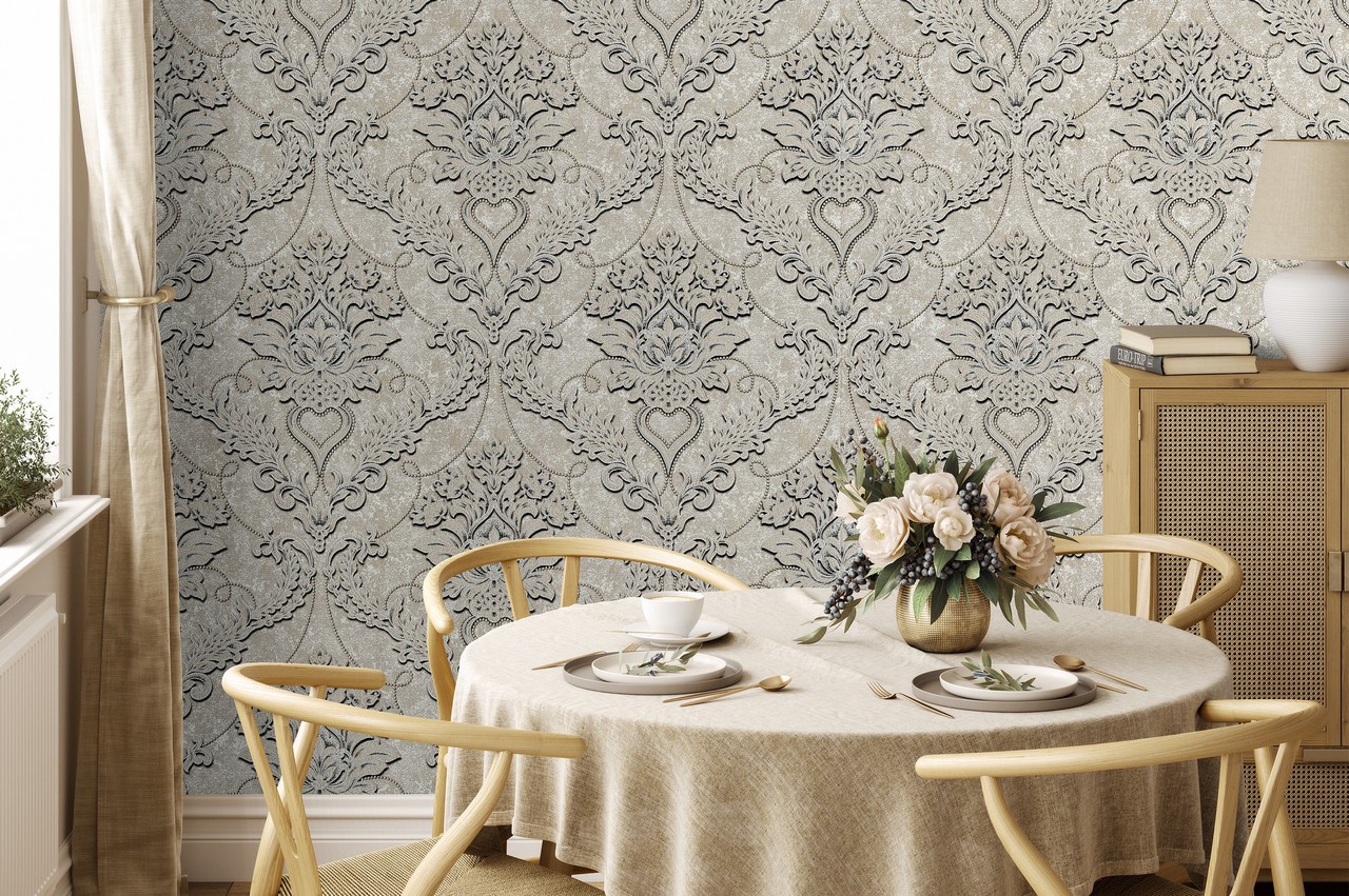 Vinyl Foam wallpaper on non-woven base Vinil Avery DHV-1593/3 Warm-Beige 10,05 x 1,06 m