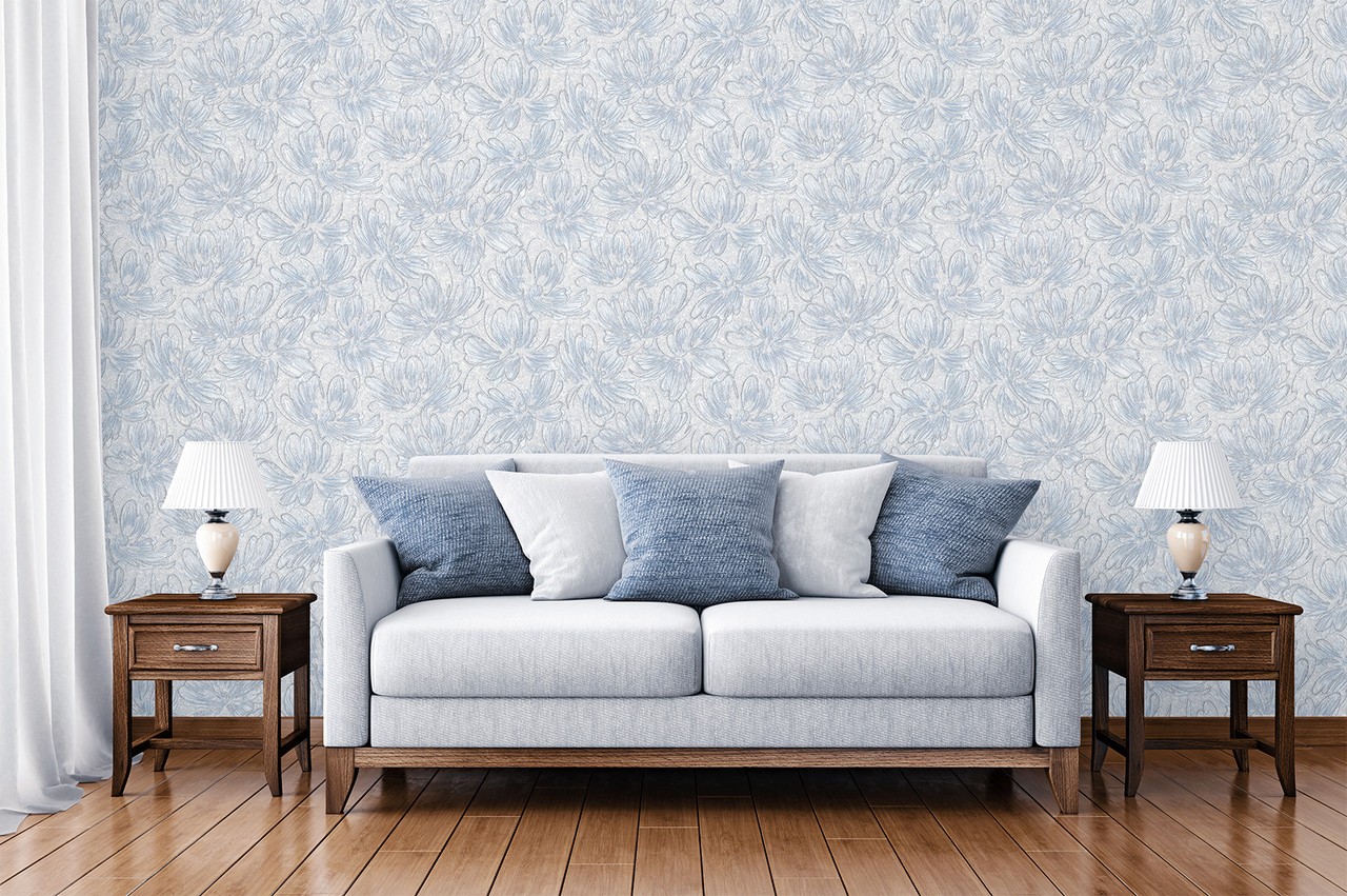 Vinyl Foam wallpaper on non-woven base Vinil Pure DHL-1652/4 Gray Blue (1,06С…10,05 m)