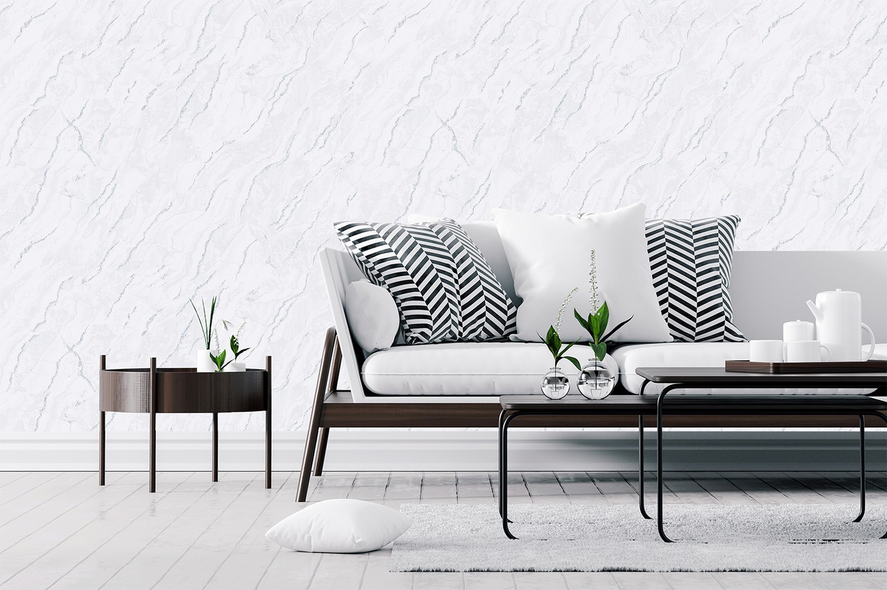 Vinyl Foam wallpaper on non-woven base Vinil Lagoona DHL-1651/1 White (1,06С…10,05 m)