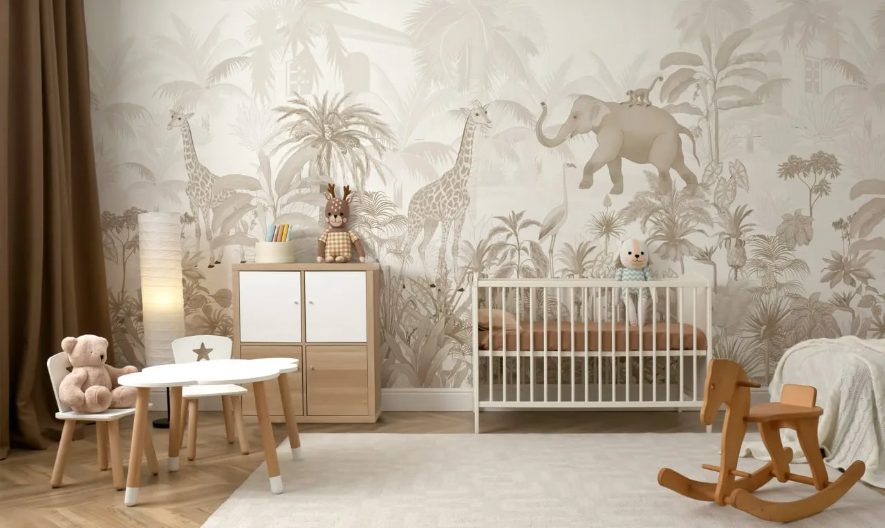 Luxury Madagascar Safari Wallpaper - Elegant Jungle Design